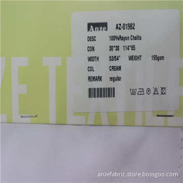 Hotsale glatt gefärbt 100% Rayon Challis Stoff